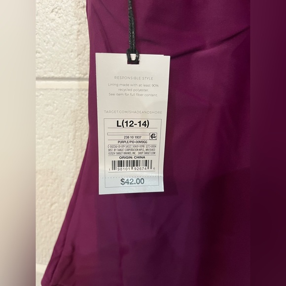 Shade & Shore deep purple One-Piece Swimsuit size L(10-12) - Picture 3 of 4